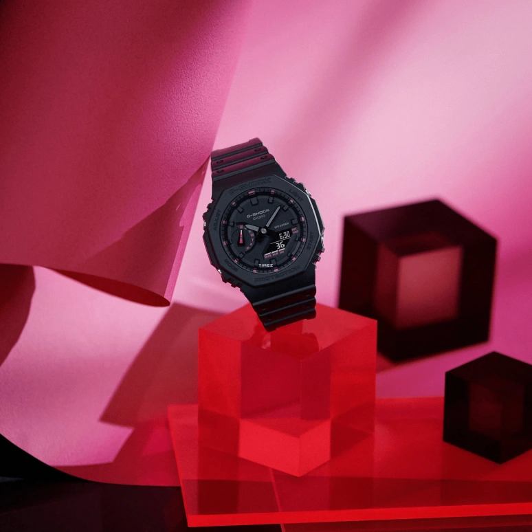 卡西欧,G-SHOCK 48.50x45.40毫米,48.50x45.40毫米,合成树脂,碳纤维,黑色,石英,倒计时,计时,月历,星期历,矿物水晶,圆形,GA2100P,GA2100P-1A