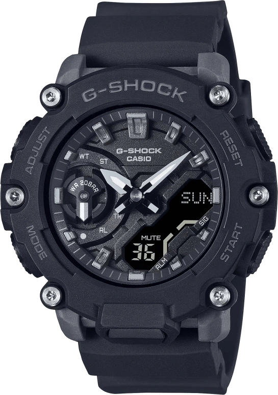 卡西欧,G-SHOCK 45.70毫米,45.70毫米,合成树脂,黑色,石英,倒计时,计时,月历,星期历,矿物水晶,圆形,GMAS2200,GMAS2200-1A