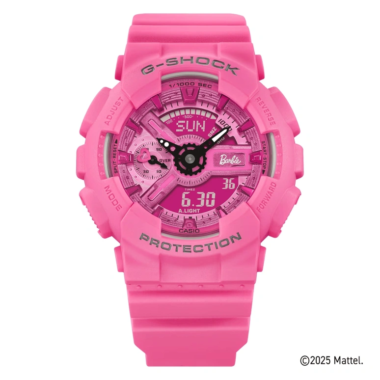 卡西欧,G-SHOCK 45.90毫米,45.90毫米,合成树脂,粉红色,石英,倒计时,计时,月历,星期历,矿物水晶,圆形,GMAS110BE,GMAS110BE-4A