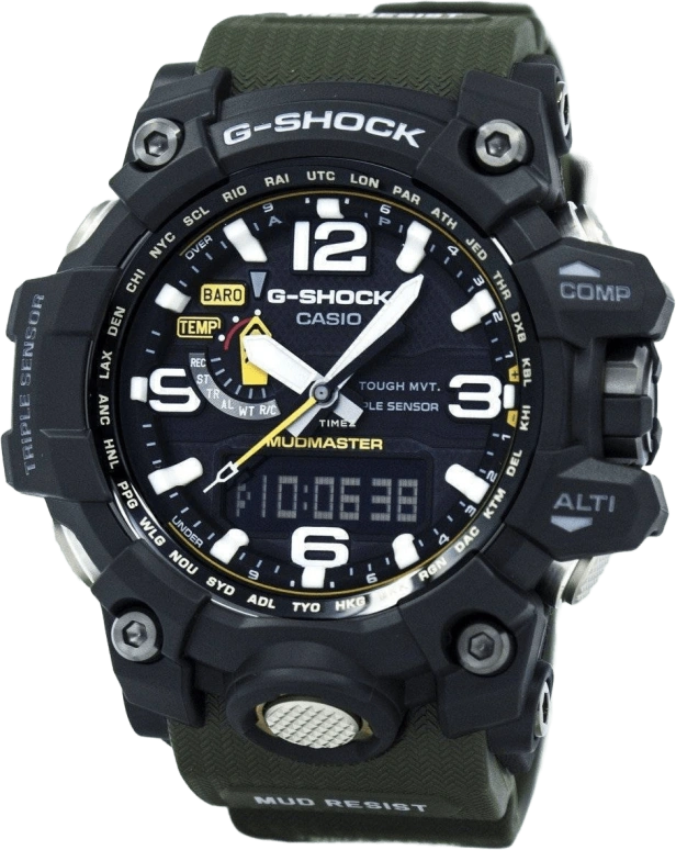 卡西欧,G-SHOCK 56.70x56.10毫米,56.70x56.10毫米,合成树脂,不锈钢,黑色,石英,GWG,GWG-1000-1A3