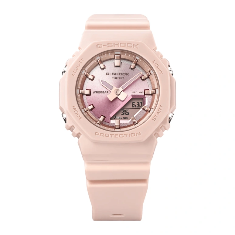 卡西欧,G-SHOCK 40.20毫米,40.20毫米,生物基,合成树脂,粉色,石英,倒计时,计时,月历,星期历,矿物水晶,八角形,GMAP2100SG4A