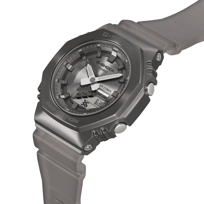卡西欧,G-SHOCK 45.90x40.40毫米,45.90x40.40毫米,合成树脂,精钢,灰色,石英,倒计时,计时,月历,星期历,矿物水晶,圆形,GMS2100MF,GMS2100MF-1A