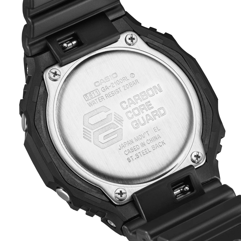 卡西欧,G-SHOCK 45.40毫米,45.40毫米,碳纤维,生物基,合成树脂,黑色,石英,倒计时,计时,月历,星期历,矿物水晶,八角形,GA2100RL,GA2100RL-1A