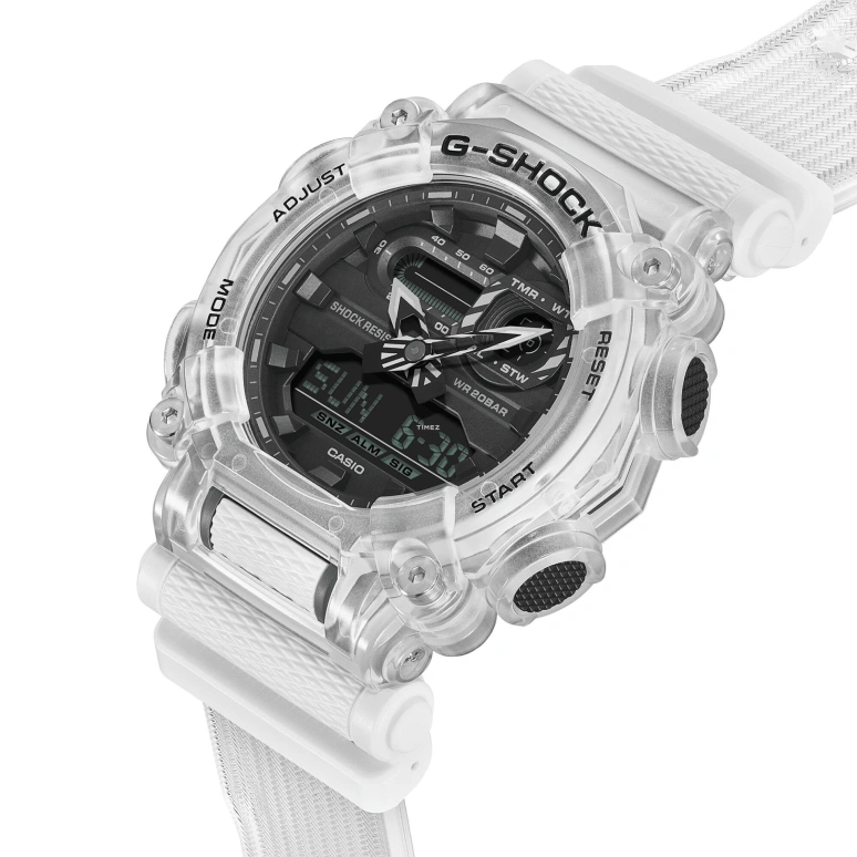 卡西欧,G-SHOCK 52.80x49.50毫米,52.80x49.50毫米,合成树脂,黑色,石英,倒计时,计时,月历,星期历,矿物水晶,圆形,GA900SKL,GA900SKL-7A