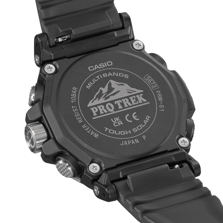 卡西欧,PROTREK 54.20x47.40毫米,54.20x47.40毫米,合成树脂,精钢,黑色,石英,倒计时,计时,月历,星期历,矿物水晶,圆形,PRW61,PRW61-1A