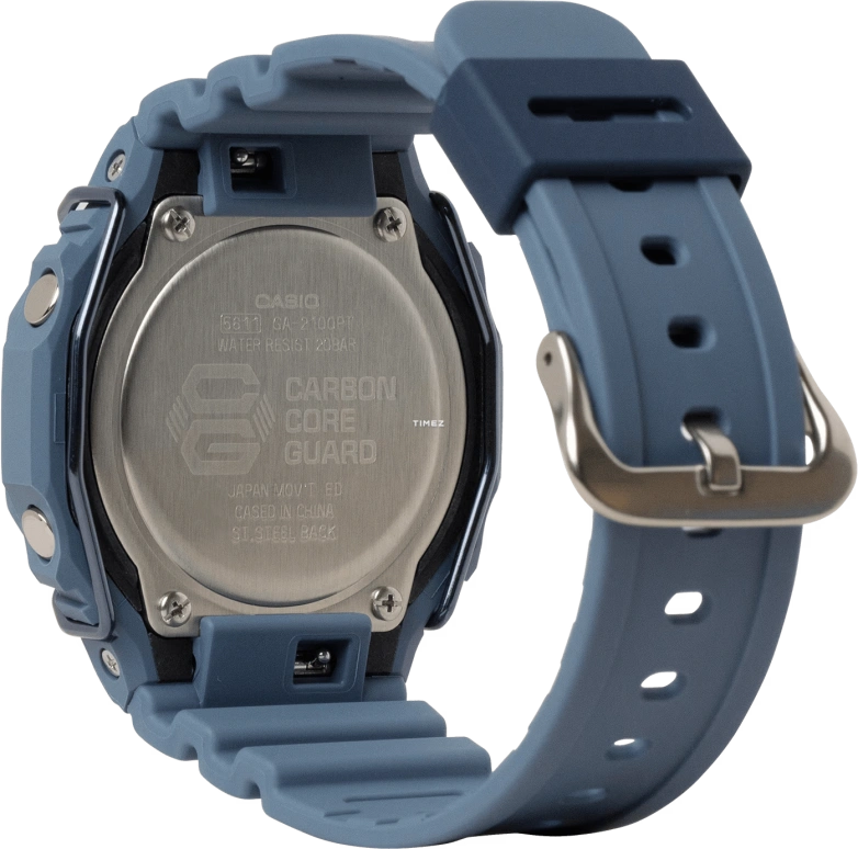 卡西欧,G-SHOCK 48.50x45.40毫米,48.50x45.40毫米,碳纤维,合成树脂,蓝色,石英,倒计时,计时,月历,星期历,矿物水晶,八角形,GA2100PT,GA2100PT-2A