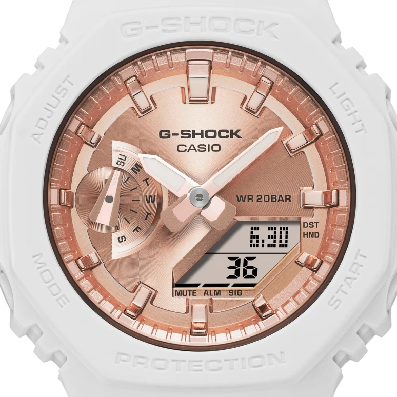 卡西欧,G-SHOCK 42.90毫米,42.90毫米,碳纤维,合成树脂,玫瑰金色,石英,倒计时,计时,月历,星期历,矿物水晶,八角形,GMAS2100MD7A