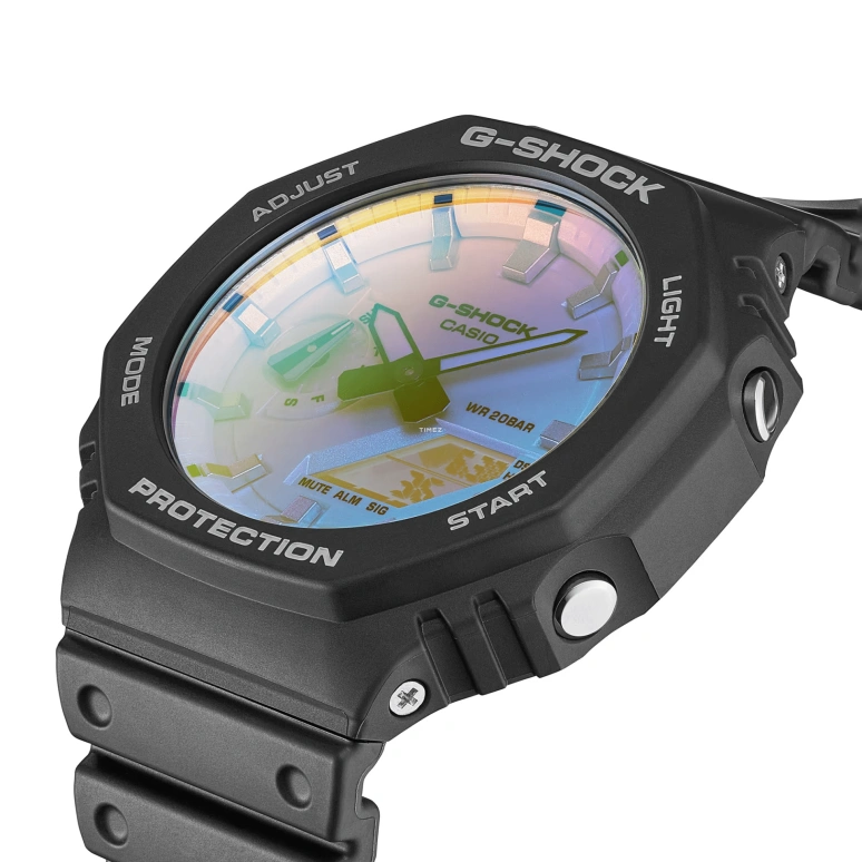 卡西欧,G-SHOCK 48.50x45.40毫米,48.50x45.40毫米,合成树脂,碳纤维,渐变色,蓝色,石英,倒计时,计时,月历,星期历,矿物水晶,八角形,GA2100SR,GA2100SR-1A