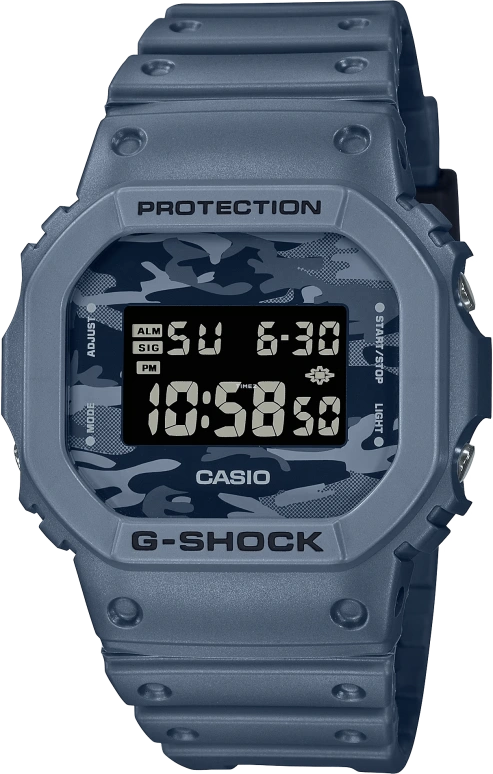卡西欧,G-SHOCK 48.90x42.80毫米,48.90x42.80毫米,合成树脂,蓝色,黑色,石英,倒计时,计时,月历,星期历,矿物水晶,方形,DW5600CA,DW5600CA-2