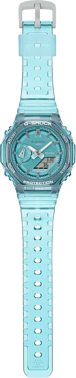 卡西欧,G-SHOCK 46.20x42.90毫米,46.20x42.90毫米,碳纤维,合成树脂,蓝色,石英,倒计时,计时,月历,星期历,矿物水晶,圆形,GMAS2100SK2A
