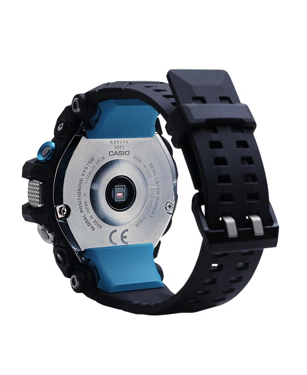 卡西欧,G-SHOCK 56.30毫米,56.30毫米,合成树脂,蓝色,黑色,处理器,智能手表,GPS,高度计,罗盘,矿物水晶,圆形,GSWH1000,GSWH1000-1