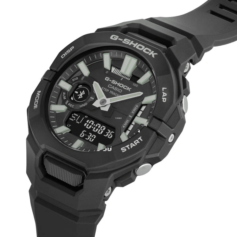 卡西欧,G-SHOCK 48.50x43.90毫米,48.50x43.90毫米,碳纤维,生物基,合成树脂,黑色,石英,倒计时,计时,月历,星期历,矿物水晶,圆形,GBA950,GBA950-1A