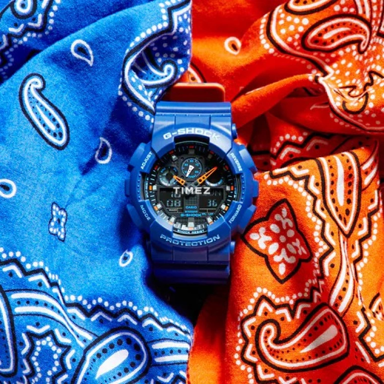 卡西欧,G-SHOCK 51.20毫米,51.20毫米,合成树脂,蓝色,石英,倒计时,计时,月历,星期历,矿物水晶,圆形,GA100L,GA100L-2A