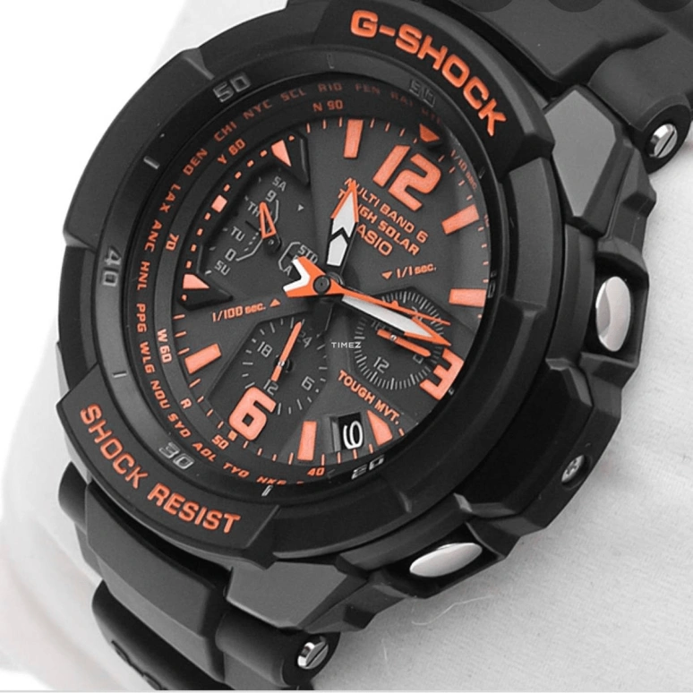 卡西欧,G-SHOCK 64.20x46.60毫米,64.20x46.60毫米,合成树脂,黑色,石英,星期历,日历,世界时,闹铃,矿物水晶,玻璃,酒桶形,GW,GW-3000B-1A