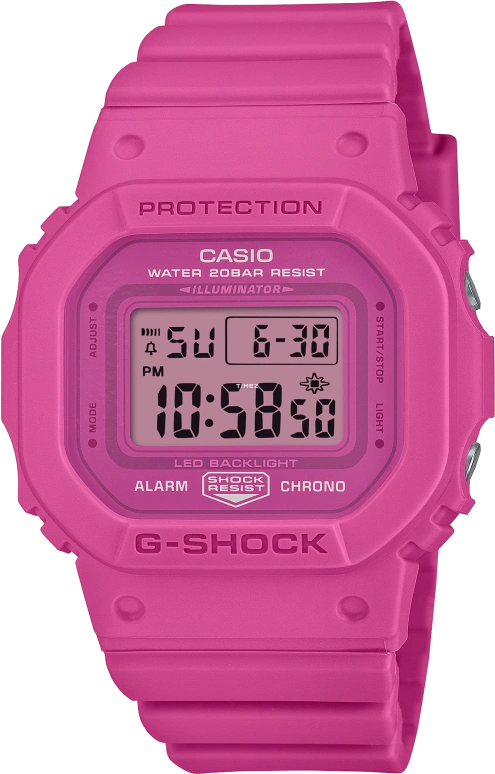 卡西欧,G-SHOCK 45.70x40.50毫米,45.70x40.50毫米,生物基,合成树脂,粉红色,石英,倒计时,计时,月历,星期历,矿物水晶,方形,GMDS5610PK,GMDS5610PK-4