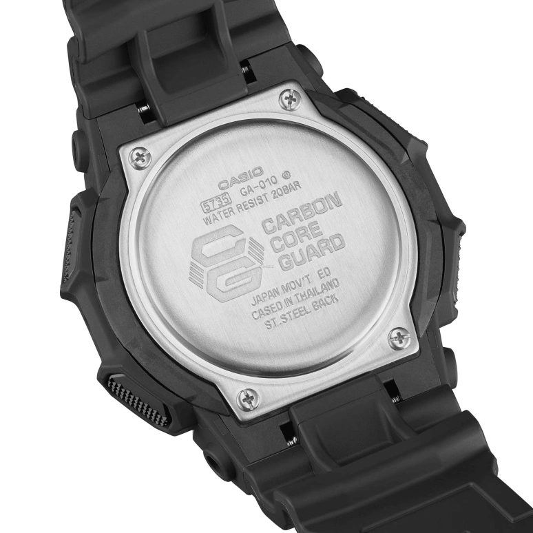 卡西欧,G-SHOCK 51.90毫米,51.90毫米,生物基,碳纤维,合成树脂,黑色,石英,倒计时,计时,月历,星期历,矿物水晶,圆形,GA010,GA010-1A