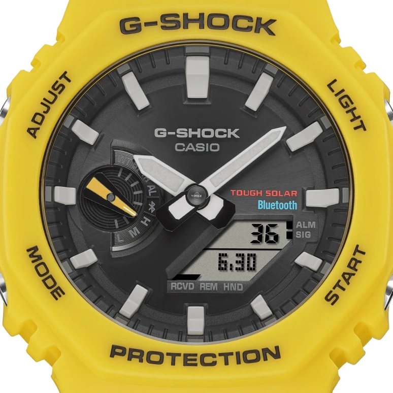 卡西欧,G-SHOCK 48.50x45.40毫米,48.50x45.40毫米,合成树脂,碳纤维,黑色,石英,倒计时,计时,月历,星期历,矿物水晶,圆形,GAB2100C,GAB2100C-9A