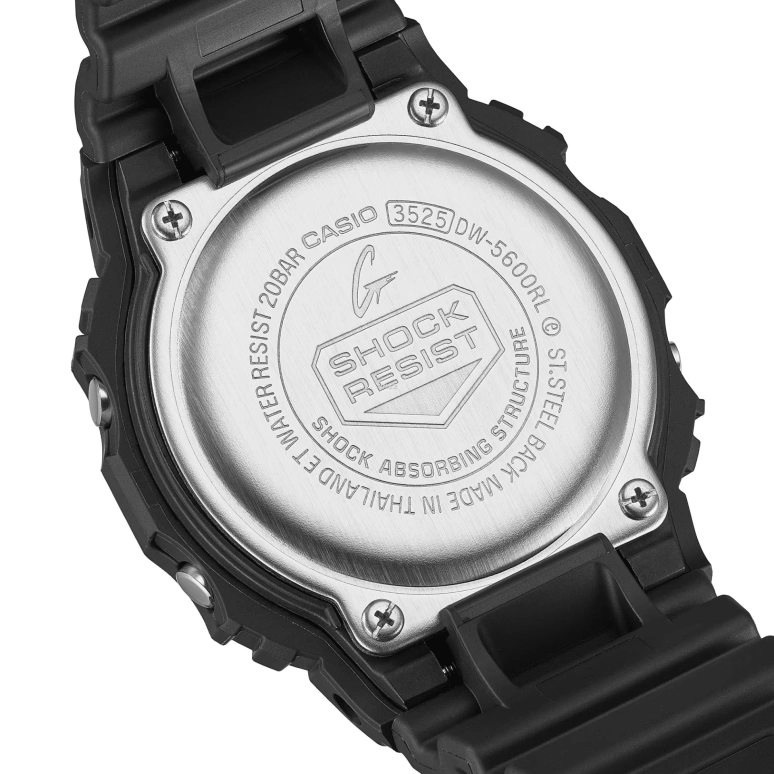 Casio,5600 48.90x42.80mm,48.90x42.80mm,Resin,Bio-sourced,Black,Quartz,Countdown,Chronograph,Month,Date,Hardlex,Square,DW5600RL,DW5600RL-1