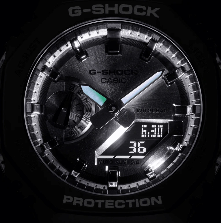 卡西欧,G-SHOCK 48.50x45.40毫米,48.50x45.40毫米,合成树脂,碳纤维,银色,石英,倒计时,计时,月历,星期历,矿物水晶,圆形,GA2100SB,GA2100SB-1A