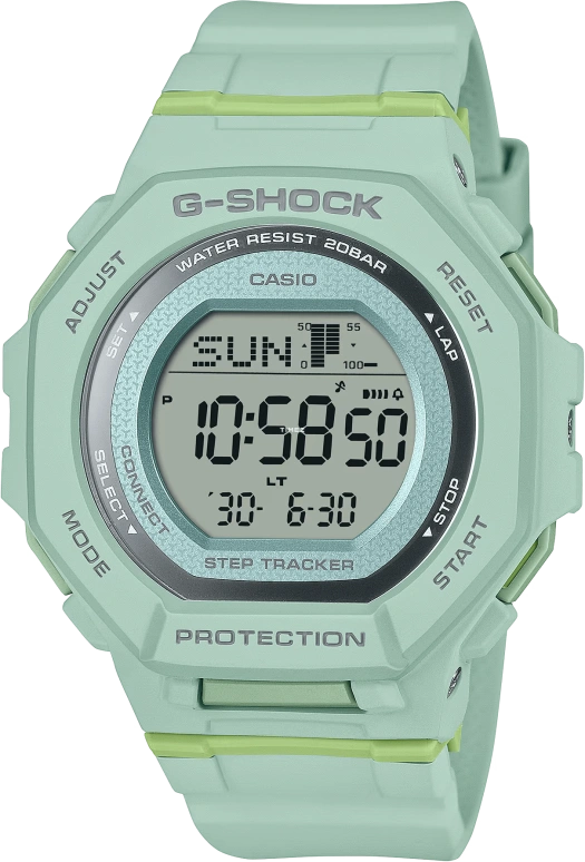 卡西欧,G-SHOCK 43.80毫米,43.80毫米,生物基,合成树脂,绿色,石英,倒计时,计时,年历,月历,矿物水晶,八角形,GMDB300,GMDB300-3