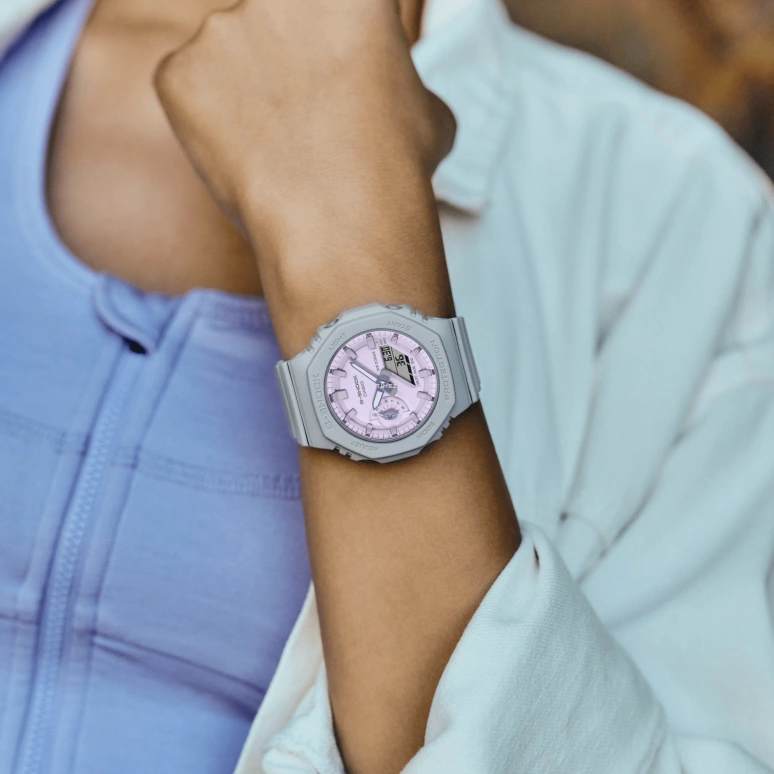 卡西欧,G-SHOCK 46.20x42.90毫米,46.20x42.90毫米,碳纤维,紫色,石英,倒计时,计时,月历,星期历,矿物水晶,八角形,GMAS2100NC,GMAS2100NC-8A