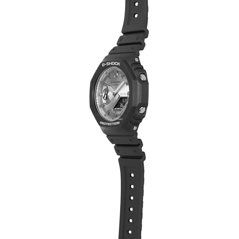 卡西欧,G-SHOCK 48.50x45.40毫米,48.50x45.40毫米,合成树脂,碳纤维,银色,石英,倒计时,计时,月历,星期历,矿物水晶,圆形,GA2100SB,GA2100SB-1A