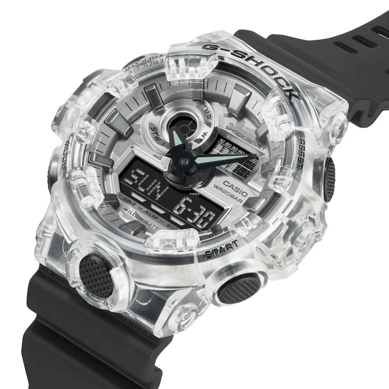 卡西欧,G-SHOCK 57.50x53.40毫米,57.50x53.40毫米,合成树脂,黑色,灰色,石英,倒计时,计时,月历,星期历,矿物水晶,圆形,GA700SKC,GA700SKC-1A
