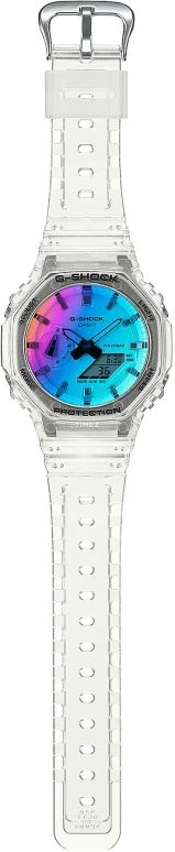 卡西欧,G-SHOCK 48.50x45.40毫米,48.50x45.40毫米,合成树脂,碳纤维,渐变色,蓝色,石英,倒计时,计时,月历,星期历,矿物水晶,八角形,GA2100SRS,GA2100SRS-7A