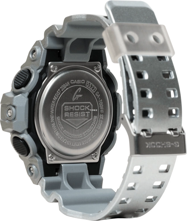 卡西欧,G-SHOCK 57.50x53.40毫米,57.50x53.40毫米,合成树脂,银色,石英,倒计时,计时,月历,星期历,矿物水晶,圆形,GA700FF,GA700FF-8A