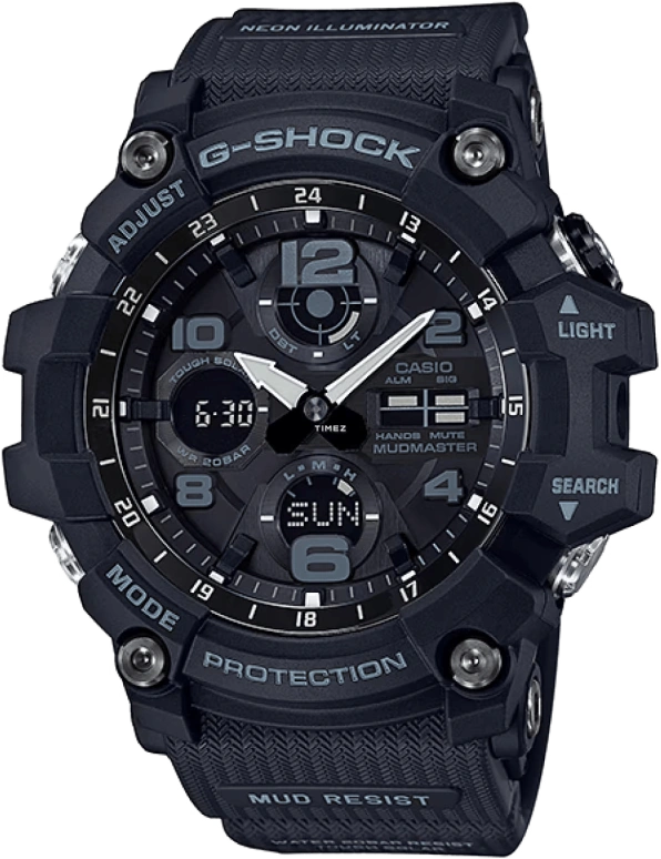 Casio,MASTER OF G - LAND 56.20x54.90mm,56.20x54.90mm,Resin,Stainless Steel,Black,Quartz,Countdown,Chronograph,Month,Date,Hardlex,Round,GSG,GSG-100-1A