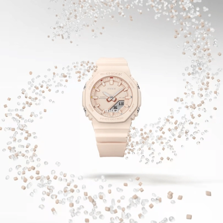 卡西欧,G-SHOCK 40.20毫米,40.20毫米,生物基,合成树脂,米色,粉色,石英,倒计时,计时,月历,星期历,矿物水晶,八角形,GMAP2100IT4A