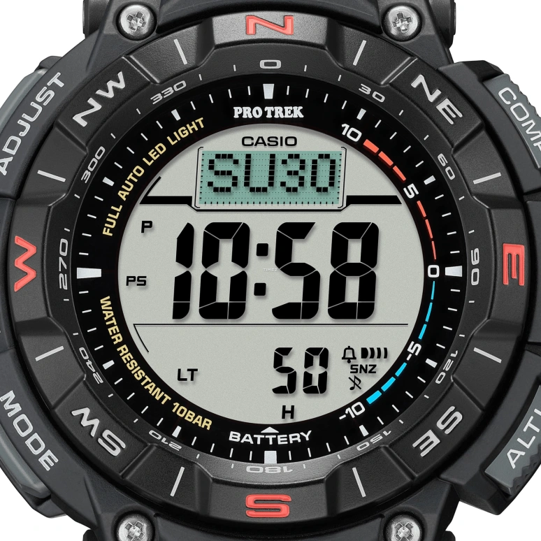 Casio,PROTREK 54.70x51.70mm,54.70x51.70mm,Bio-sourced,Grey,Quartz,Countdown,Chronograph,Month,Date,Hardlex,Glass,Round,PRG340,PRG340-1