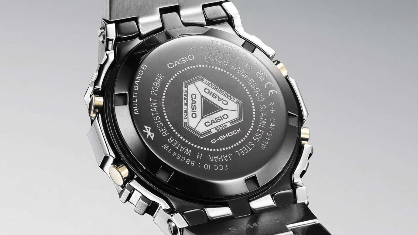卡西欧,G-SHOCK 49.30x43.20毫米,49.30x43.20毫米,不锈钢,灰色,石英,倒计时,计时,月历,星期历,矿物水晶,方形,GMWB5000SS,GMWB5000SS-2