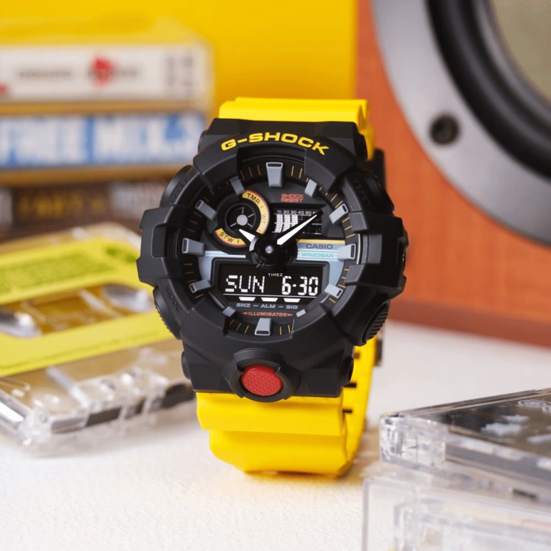 卡西欧,G-SHOCK 53.40毫米,53.40毫米,合成树脂,黑色,石英,倒计时,计时,月历,星期历,矿物水晶,圆形,GA700MT,GA700MT-1A9