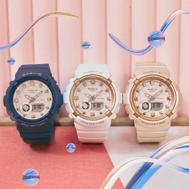 卡西欧,BABY-G 47.30x43.40毫米,47.30x43.40毫米,合成树脂,白色,石英,圆形,BGA,BGA-280BA-4
