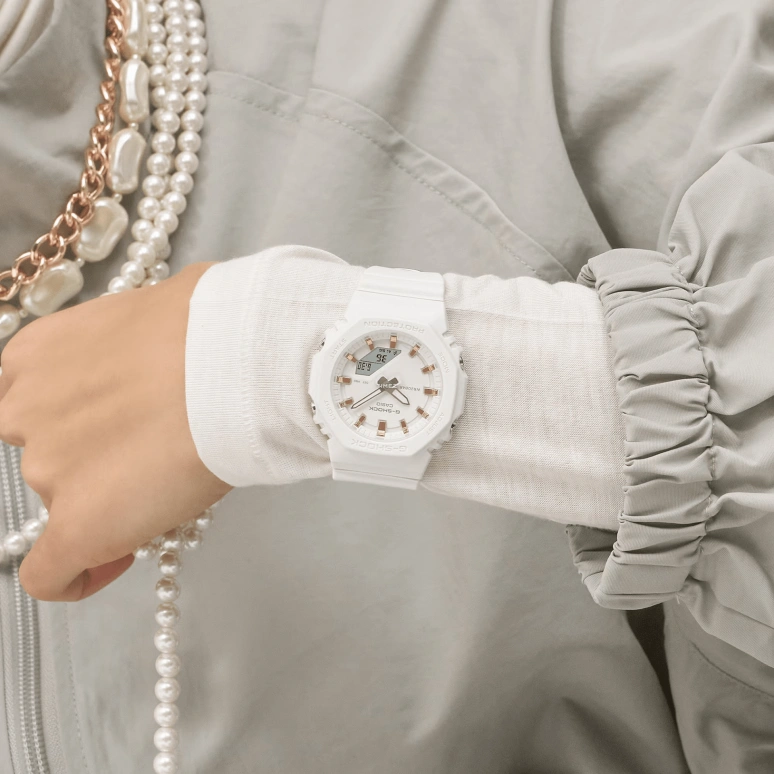 卡西欧,G-SHOCK 46x40.20毫米,46x40.20毫米,生物基,合成树脂,白色,石英,倒计时,计时,月历,星期历,矿物水晶,八角形,GMAP2100M,GMAP2100M-7A