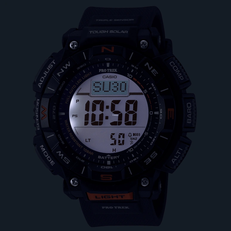 Casio,PROTREK 54.70x51.70mm,54.70x51.70mm,Bio-sourced,Grey,Quartz,Countdown,Chronograph,Month,Date,Hardlex,Glass,Round,PRG340,PRG340-1