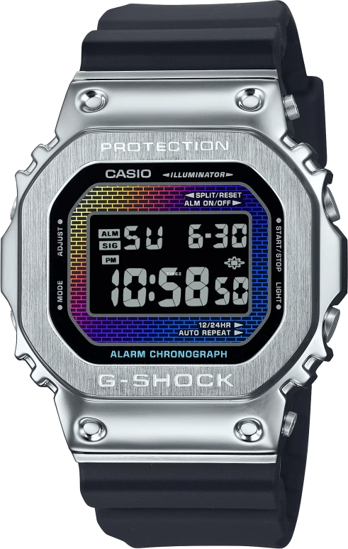卡西欧,G-SHOCK 49.60x43.20毫米,49.60x43.20毫米,合成树脂,多色,石英,倒计时,计时,月历,星期历,矿物水晶,方形,GM5600RW,GM5600RW-1