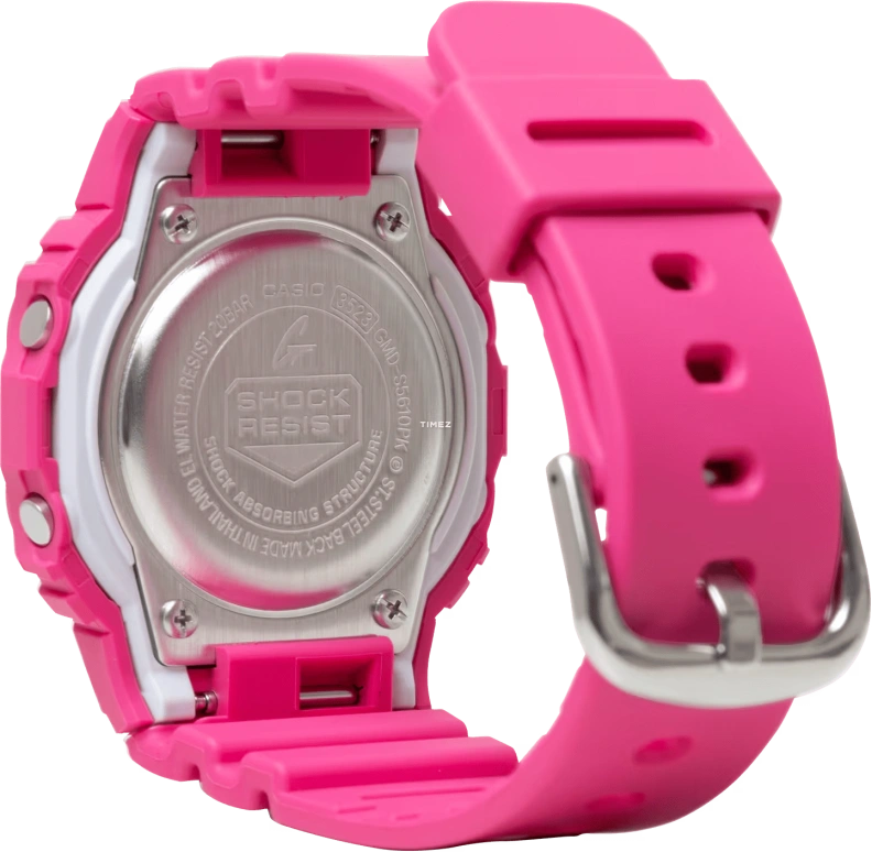 卡西欧,G-SHOCK 45.70x40.50毫米,45.70x40.50毫米,生物基,合成树脂,粉红色,石英,倒计时,计时,月历,星期历,矿物水晶,方形,GMDS5610PK,GMDS5610PK-4