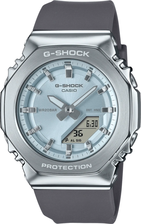 卡西欧,G-SHOCK 45.90x40.50毫米,45.90x40.50毫米,合成树脂,蓝色,石英,倒计时,计时,月历,星期历,矿物水晶,八角形,GMS2110,GMS2110-2A