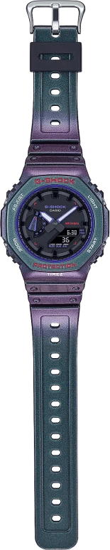 卡西欧,G-SHOCK 48.50x45.40毫米,48.50x45.40毫米,碳纤维,合成树脂,紫色,石英,倒计时,计时,月历,星期历,矿物水晶,八角形,GA2100AH,GA2100AH-6A