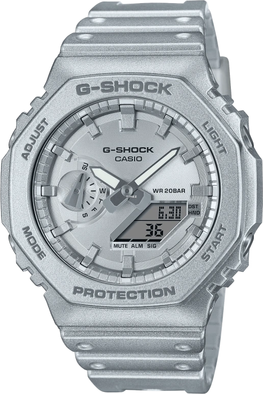 卡西欧,G-SHOCK 48.50x45.40毫米,48.50x45.40毫米,合成树脂,碳纤维,银色,石英,倒计时,计时,月历,星期历,矿物水晶,圆形,GA2100FF,GA2100FF-8A
