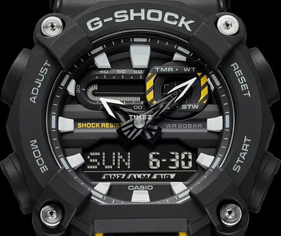 卡西欧,G-SHOCK 52.80x49.50毫米,52.80x49.50毫米,合成树脂,黑色,石英,倒计时,计时,月历,星期历,矿物水晶,圆形,GA900,GA900-1A