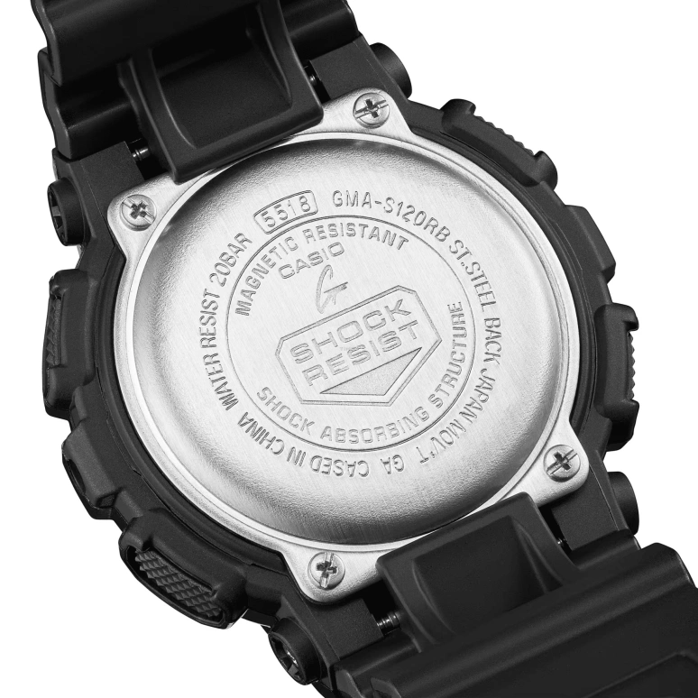 卡西欧,G-SHOCK 45.90毫米,45.90毫米,合成树脂,粉红色,石英,倒计时,计时,月历,星期历,矿物水晶,圆形,GMAS120RB,GMAS120RB-1A