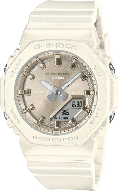卡西欧,G-SHOCK 40.20毫米,40.20毫米,生物基,合成树脂,白色,石英,倒计时,计时,月历,星期历,矿物水晶,八角形,GMAP2100ST7A