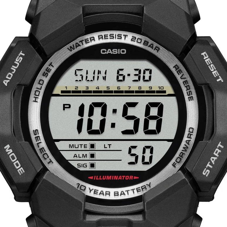 卡西欧,G-SHOCK 51.90毫米,51.90毫米,生物基,碳纤维,合成树脂,灰色,石英,倒计时,计时,月历,星期历,矿物水晶,圆形,GD010,GD010-1