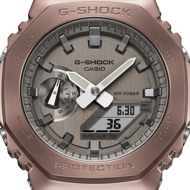 卡西欧,G-STEEL 49.30x44.40毫米,49.30x44.40毫米,合成树脂,灰色,石英,倒计时,计时,月历,星期历,矿物水晶,八角形,GM2100MF,GM2100MF-5A