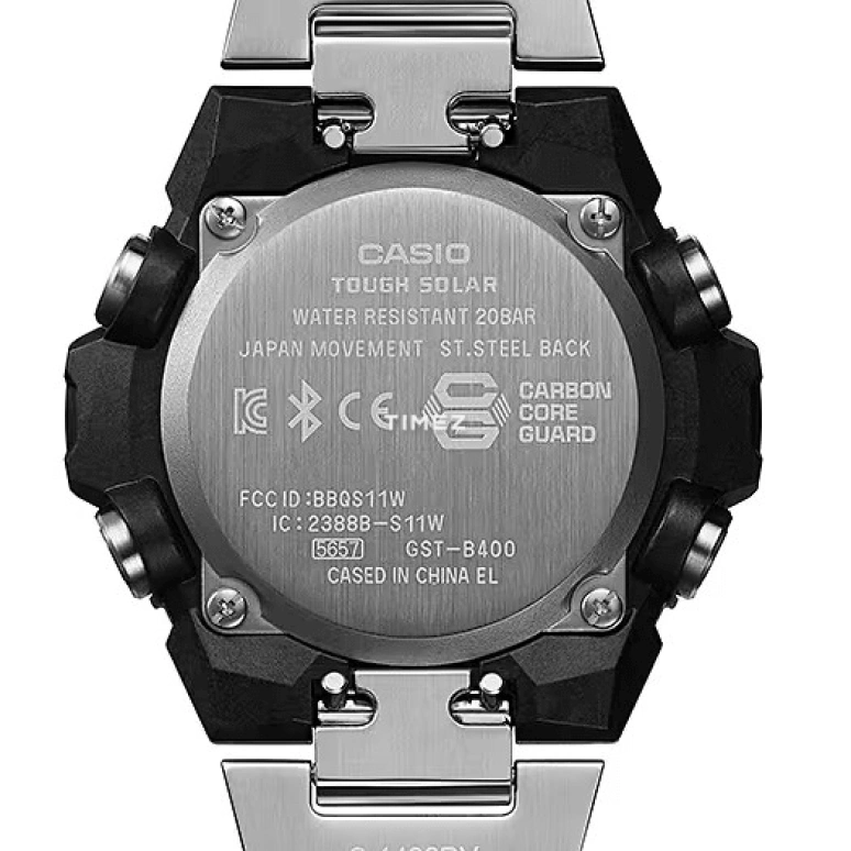 卡西欧,G-STEEL 49.60毫米,49.60毫米,合成树脂,黑色,石英,倒计时,计时,月历,星期历,矿物水晶,圆形,GSTB400D,GSTB400D-1A