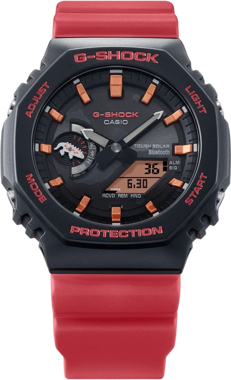 卡西欧,G-SHOCK 45.40毫米,45.40毫米,碳纤维,生物基,合成树脂,黑色,石英,倒计时,计时,月历,星期历,矿物水晶,八角形,GAB2100CD1A4