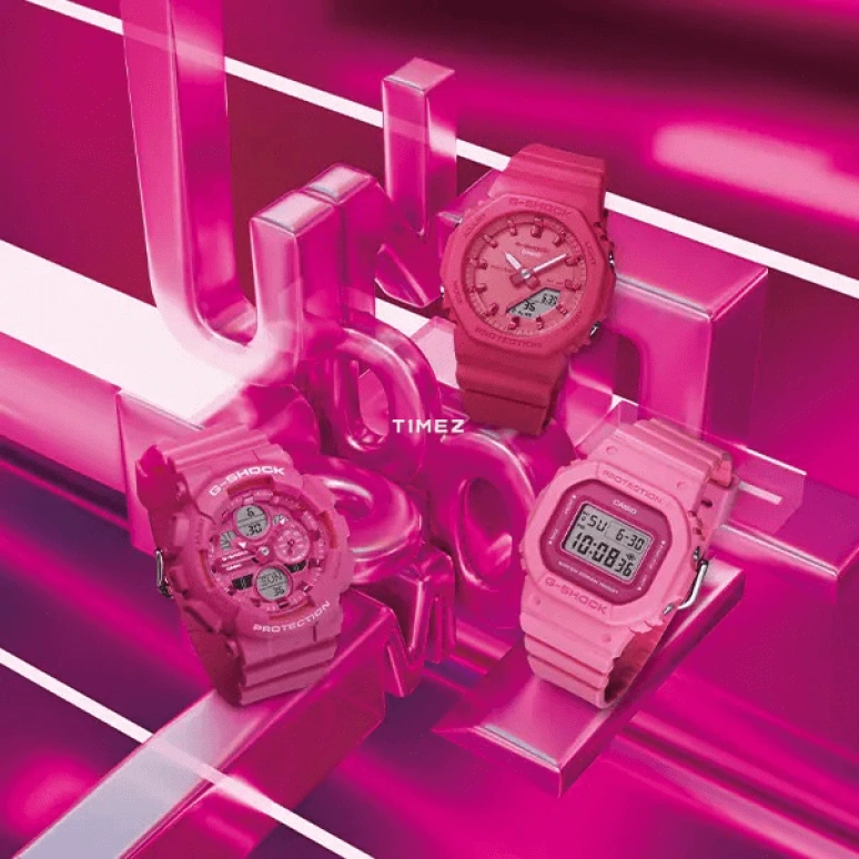 卡西欧,G-SHOCK 46x40.20毫米,46x40.20毫米,合成树脂,生物基,粉红色,石英,倒计时,计时,月历,星期历,玻璃,矿物水晶,八角形,GMAP2100PP,GMAP2100PP-4A